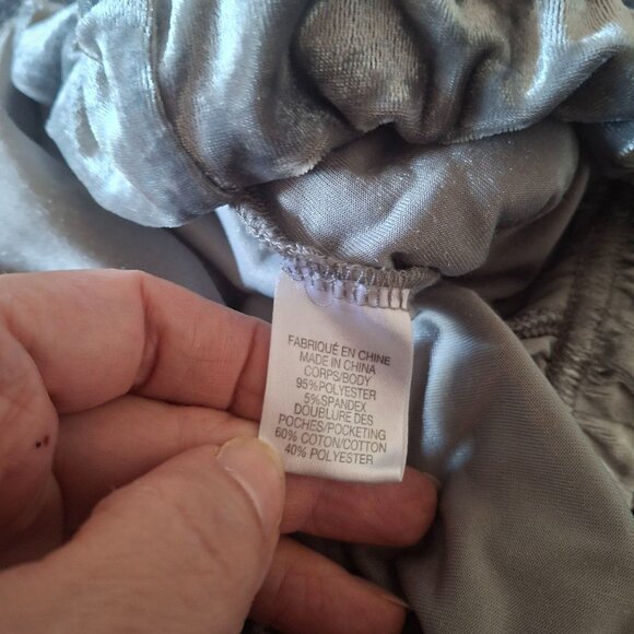 ACX Active Women's Silver Crushed Velour Sport Pants Sz L 30 Inseam Y2K - Picture 4 of 7